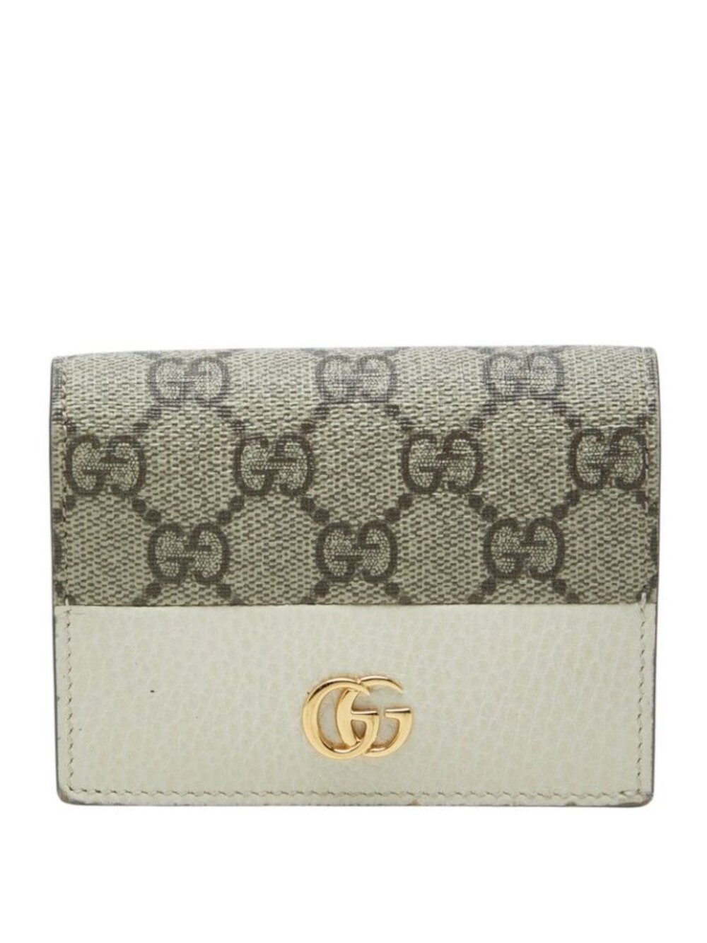 Gucci GG Supreme Bifold Wallet Beige White Leather